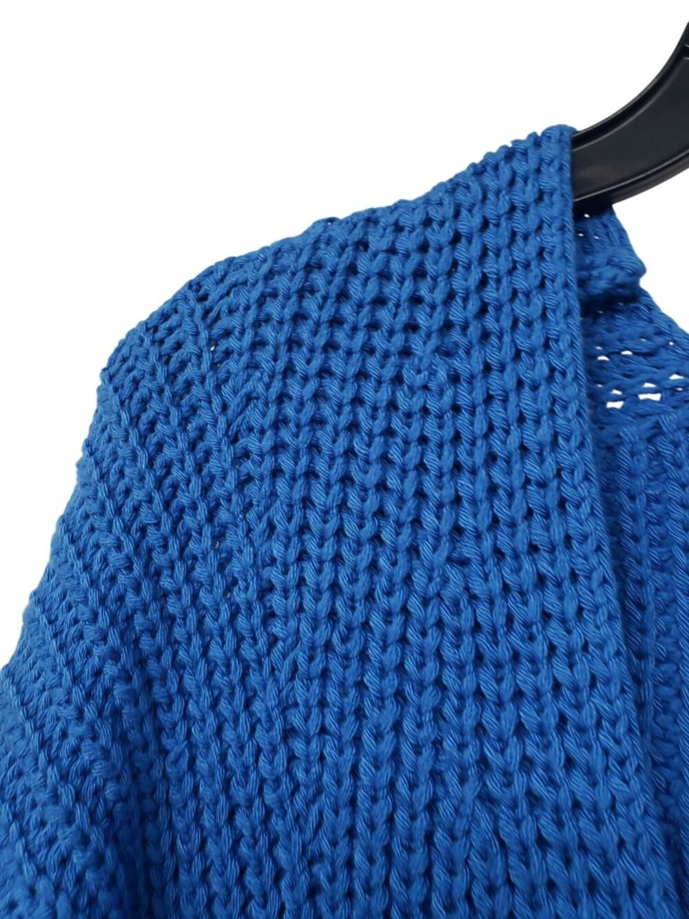 Maeve Anthropologie Blue Chunky Knit V Neck Sweater Oversized Relaxed Cerulean - Picture 4 of 12